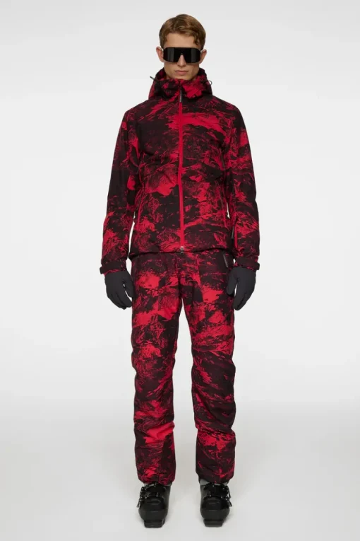 Ski|Jackets<J.Lindeberg Ace Jacket Printed MountainGlitchRed