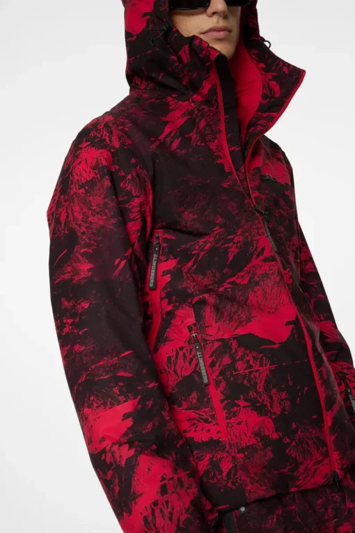 Ski|Jackets<J.Lindeberg Ace Jacket Printed MountainGlitchRed