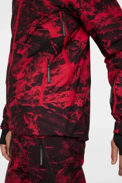 Ski|Jackets<J.Lindeberg Ace Jacket Printed MountainGlitchRed