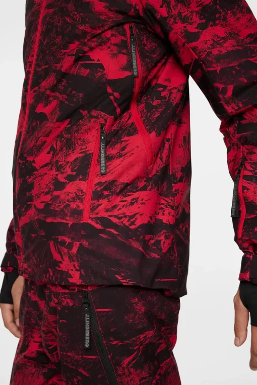 Ski|Jackets<J.Lindeberg Ace Jacket Printed MountainGlitchRed