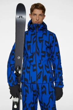 Ski|Jackets<J.Lindeberg Ace Jacket Printed GlitchBridgeBlue
