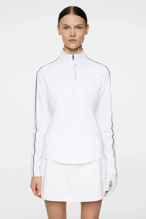 Golf|Base & Mid Layers<J.Lindeberg Adiola Quarter Zip Mid Layer White