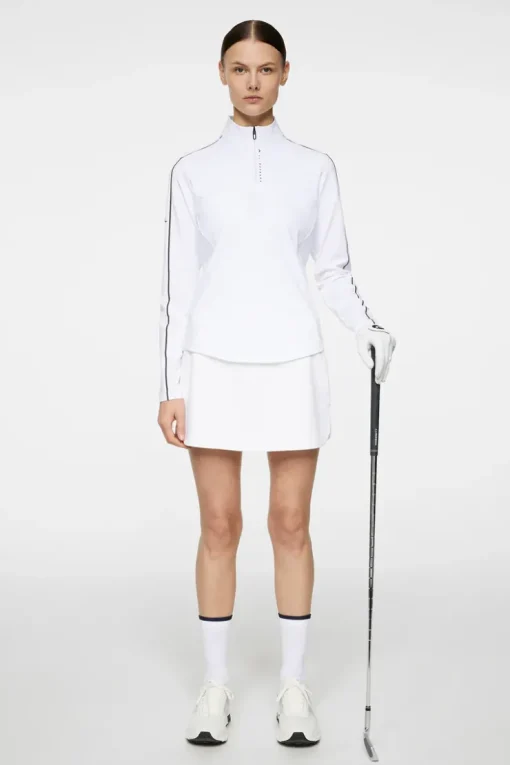 Golf|Base & Mid Layers<J.Lindeberg Adiola Quarter Zip Mid Layer White