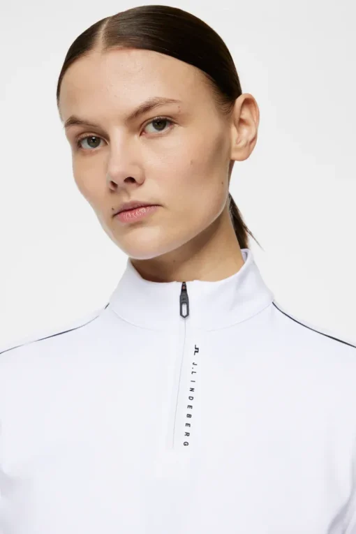Golf|Base & Mid Layers<J.Lindeberg Adiola Quarter Zip Mid Layer White