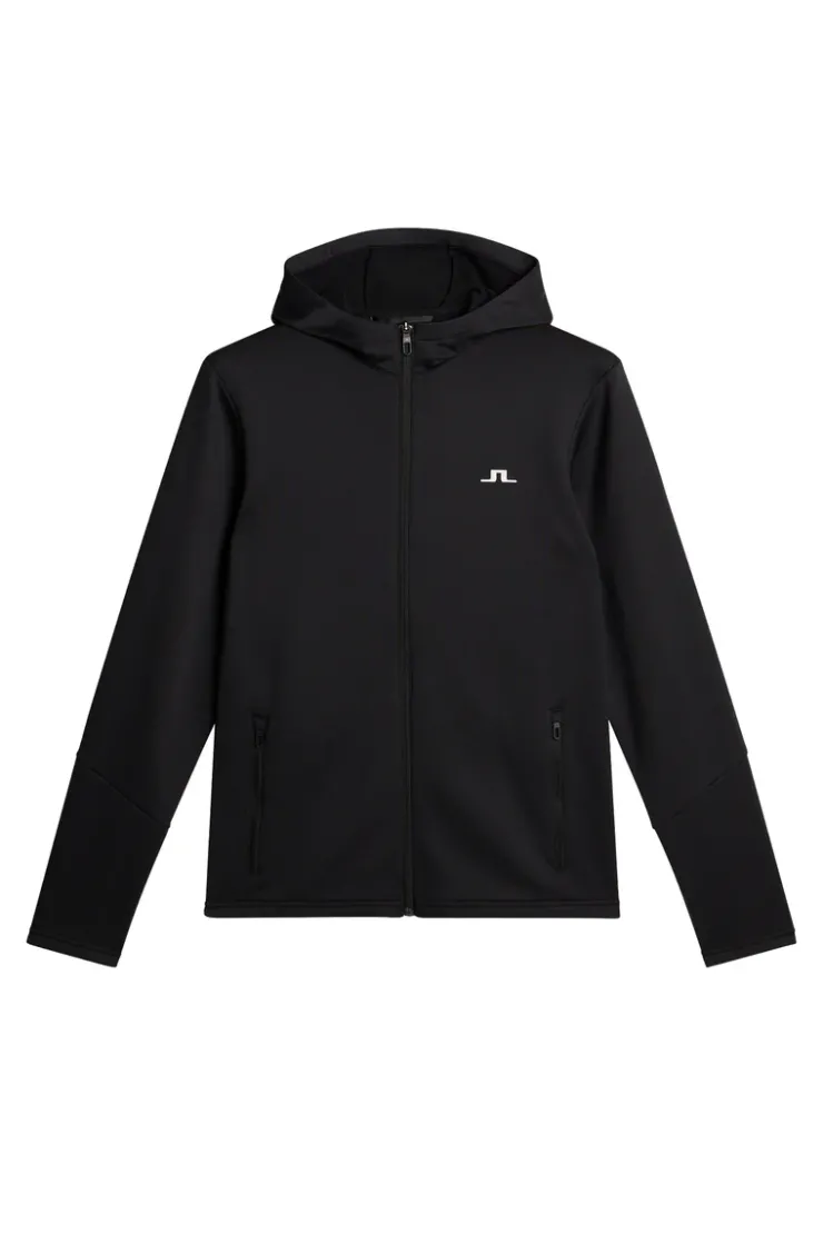 Golf|Base & Mid Layers<J.Lindeberg Aerial Full Zip Hood Black