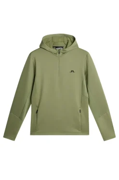 Golf|Base & Mid Layers<J.Lindeberg Aerial Quarter Zip Hood OilGreen