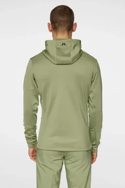 Golf|Base & Mid Layers<J.Lindeberg Aerial Quarter Zip Hood OilGreen