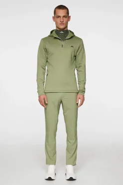 Golf|Base & Mid Layers<J.Lindeberg Aerial Quarter Zip Hood OilGreen