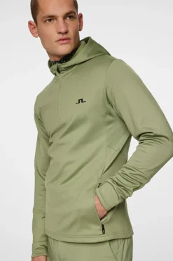 Golf|Base & Mid Layers<J.Lindeberg Aerial Quarter Zip Hood OilGreen