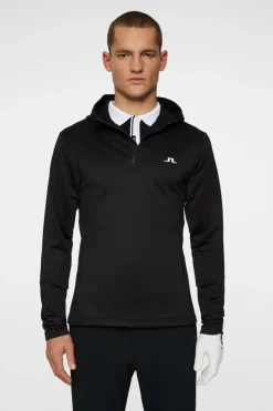 Golf|Base & Mid Layers<J.Lindeberg Aerial Quarter Zip Hood Black