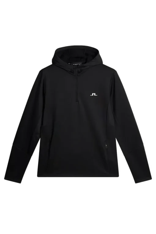 Golf|Base & Mid Layers<J.Lindeberg Aerial Quarter Zip Hood Black