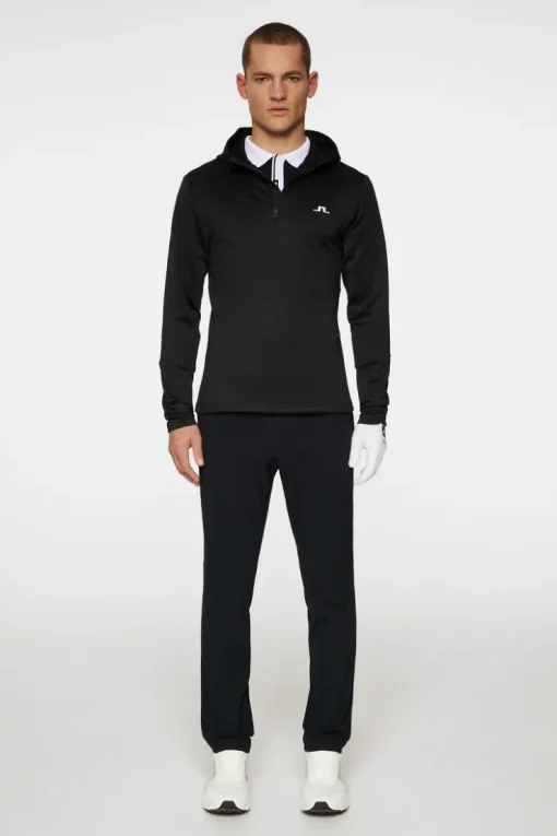 Golf|Base & Mid Layers<J.Lindeberg Aerial Quarter Zip Hood Black