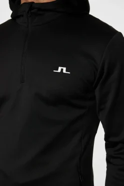 Golf|Base & Mid Layers<J.Lindeberg Aerial Quarter Zip Hood Black