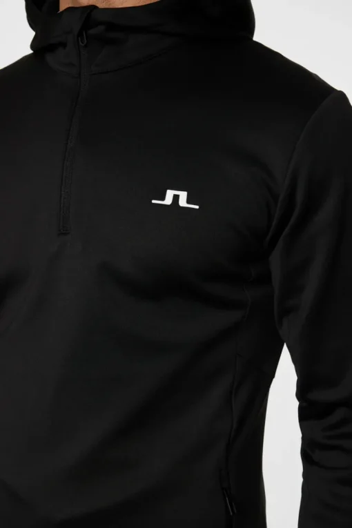Golf|Base & Mid Layers<J.Lindeberg Aerial Quarter Zip Hood Black