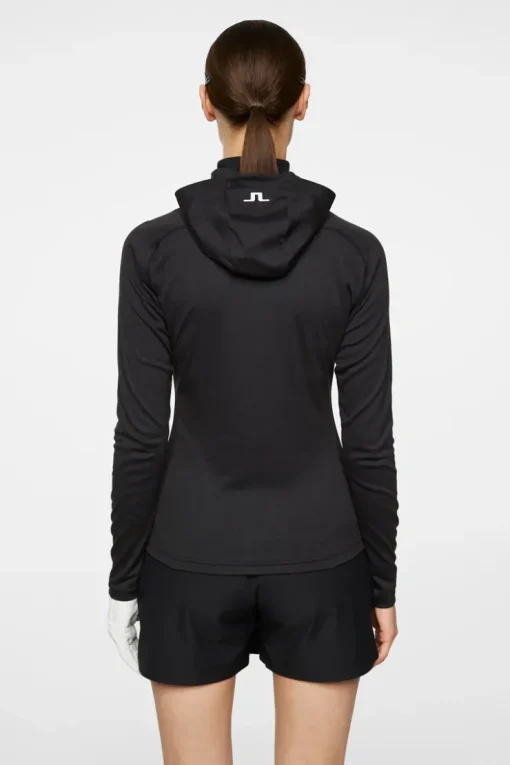 Golf|Base & Mid Layers<J.Lindeberg Agnes Quarter Zip Hood Black