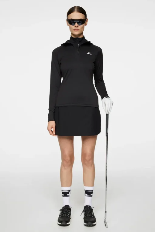 Golf|Base & Mid Layers<J.Lindeberg Agnes Quarter Zip Hood Black