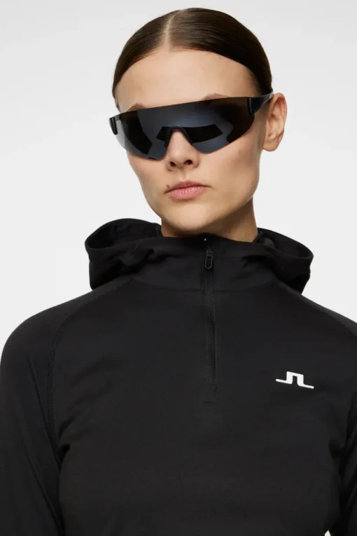 Golf|Base & Mid Layers<J.Lindeberg Agnes Quarter Zip Hood Black
