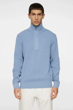 Knitwear|Tops<J.Lindeberg Alex Half Zip Knitted Sweater RainWashed