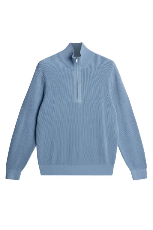 Knitwear|Tops<J.Lindeberg Alex Half Zip Knitted Sweater RainWashed