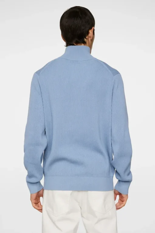 Knitwear|Tops<J.Lindeberg Alex Half Zip Knitted Sweater RainWashed