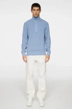 Knitwear|Tops<J.Lindeberg Alex Half Zip Knitted Sweater RainWashed