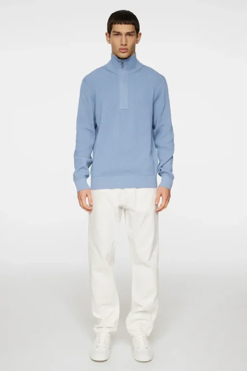 Knitwear|Tops<J.Lindeberg Alex Half Zip Knitted Sweater RainWashed