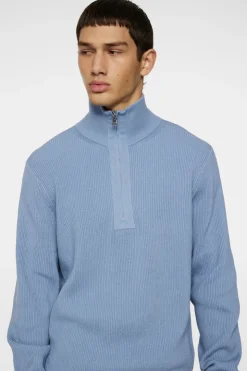 Knitwear|Tops<J.Lindeberg Alex Half Zip Knitted Sweater RainWashed