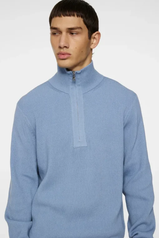 Knitwear|Tops<J.Lindeberg Alex Half Zip Knitted Sweater RainWashed