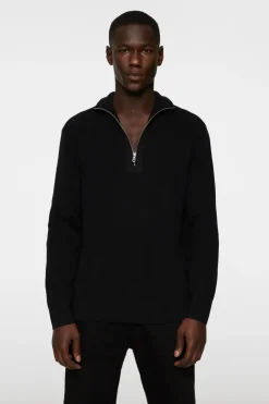 Knitwear|Tops<J.Lindeberg Alex Half Zip Knitted Sweater Black