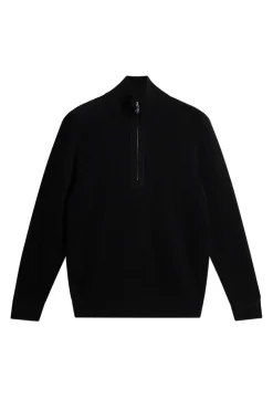 Knitwear|Tops<J.Lindeberg Alex Half Zip Knitted Sweater Black
