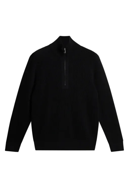 Knitwear|Tops<J.Lindeberg Alex Half Zip Knitted Sweater Black