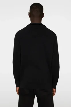 Knitwear|Tops<J.Lindeberg Alex Half Zip Knitted Sweater Black