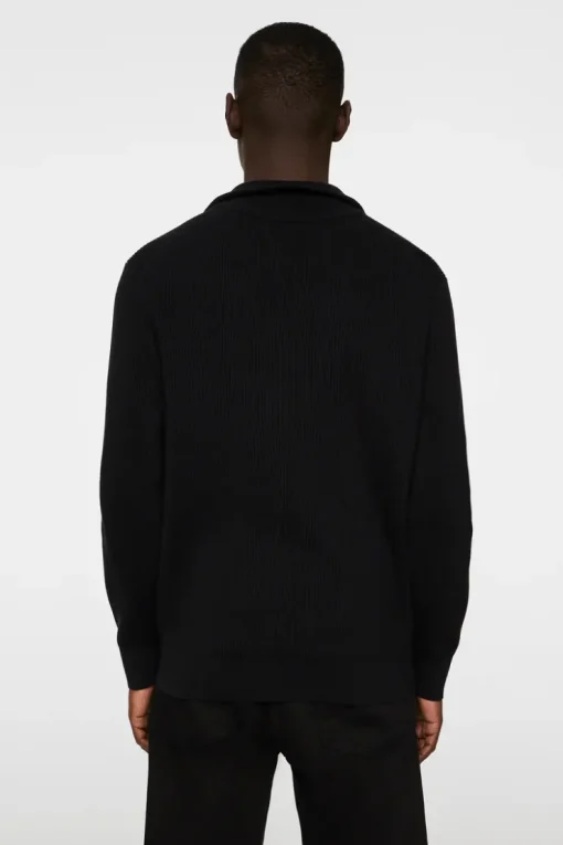 Knitwear|Tops<J.Lindeberg Alex Half Zip Knitted Sweater Black