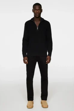 Knitwear|Tops<J.Lindeberg Alex Half Zip Knitted Sweater Black