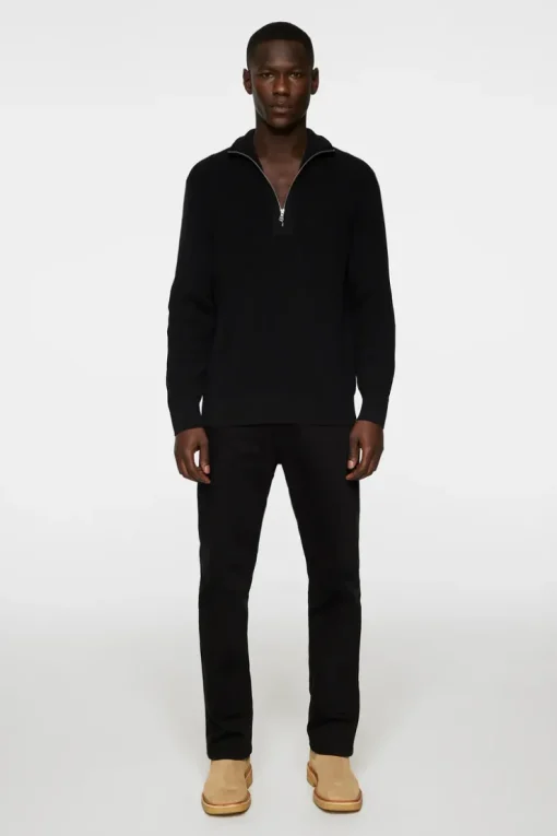Knitwear|Tops<J.Lindeberg Alex Half Zip Knitted Sweater Black