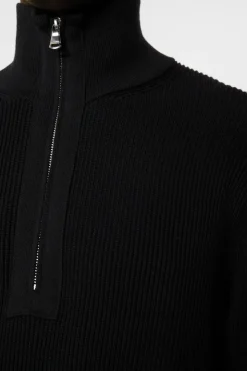 Knitwear|Tops<J.Lindeberg Alex Half Zip Knitted Sweater Black