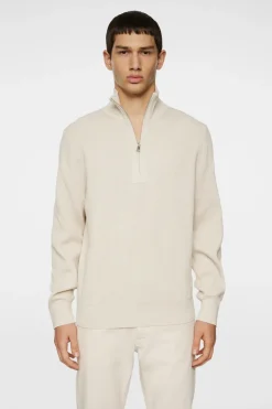 Knitwear|Tops<J.Lindeberg Alex Half Zip Knitted Sweater Moonbeam