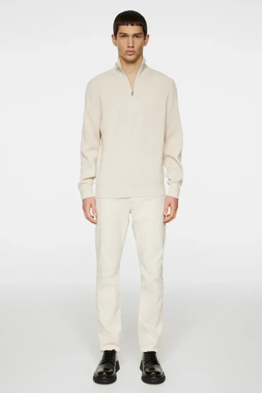 Knitwear|Tops<J.Lindeberg Alex Half Zip Knitted Sweater Moonbeam