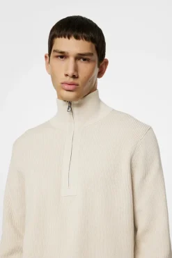 Knitwear|Tops<J.Lindeberg Alex Half Zip Knitted Sweater Moonbeam