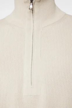 Knitwear|Tops<J.Lindeberg Alex Half Zip Knitted Sweater Moonbeam