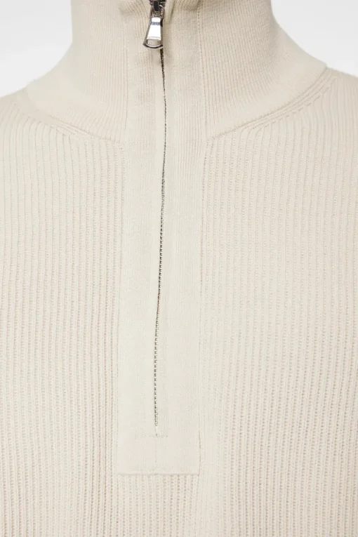 Knitwear|Tops<J.Lindeberg Alex Half Zip Knitted Sweater Moonbeam