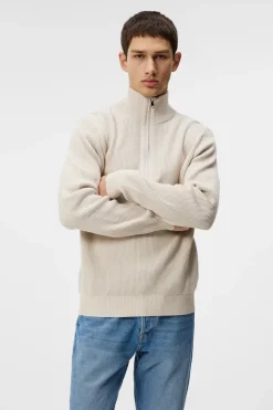 Knitwear|Tops<J.Lindeberg Alex Half Zip Knitted Sweater Moonbeam