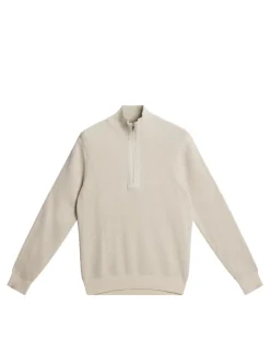 Knitwear|Tops<J.Lindeberg Alex Half Zip Knitted Sweater Moonbeam