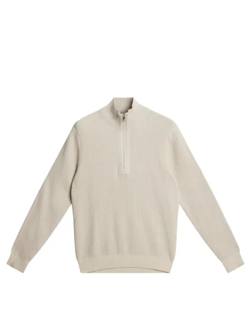 Knitwear|Tops<J.Lindeberg Alex Half Zip Knitted Sweater Moonbeam