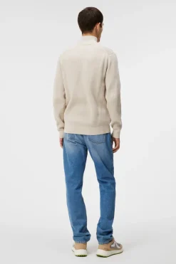 Knitwear|Tops<J.Lindeberg Alex Half Zip Knitted Sweater Moonbeam
