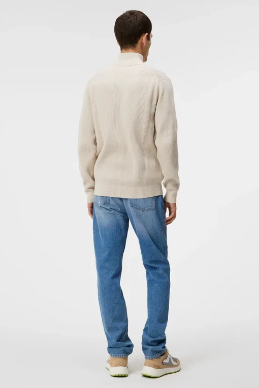 Knitwear|Tops<J.Lindeberg Alex Half Zip Knitted Sweater Moonbeam
