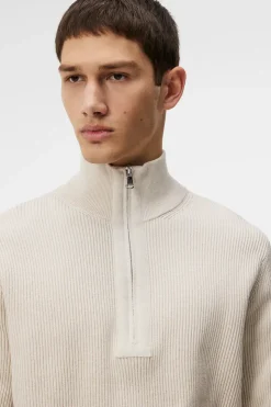Knitwear|Tops<J.Lindeberg Alex Half Zip Knitted Sweater Moonbeam