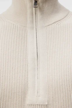 Knitwear|Tops<J.Lindeberg Alex Half Zip Knitted Sweater Moonbeam
