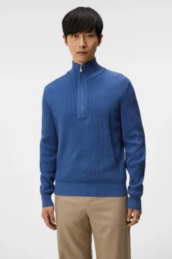 Knitwear|Tops<J.Lindeberg Alex Half Zip Knitted Sweater BijouBlue