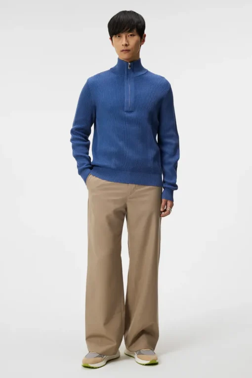 Knitwear|Tops<J.Lindeberg Alex Half Zip Knitted Sweater BijouBlue